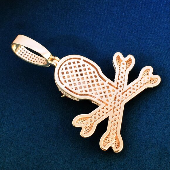 Iced Out Skull and Bones Drip Necklace Pendant with Rope Chain - Picture 2 of 8